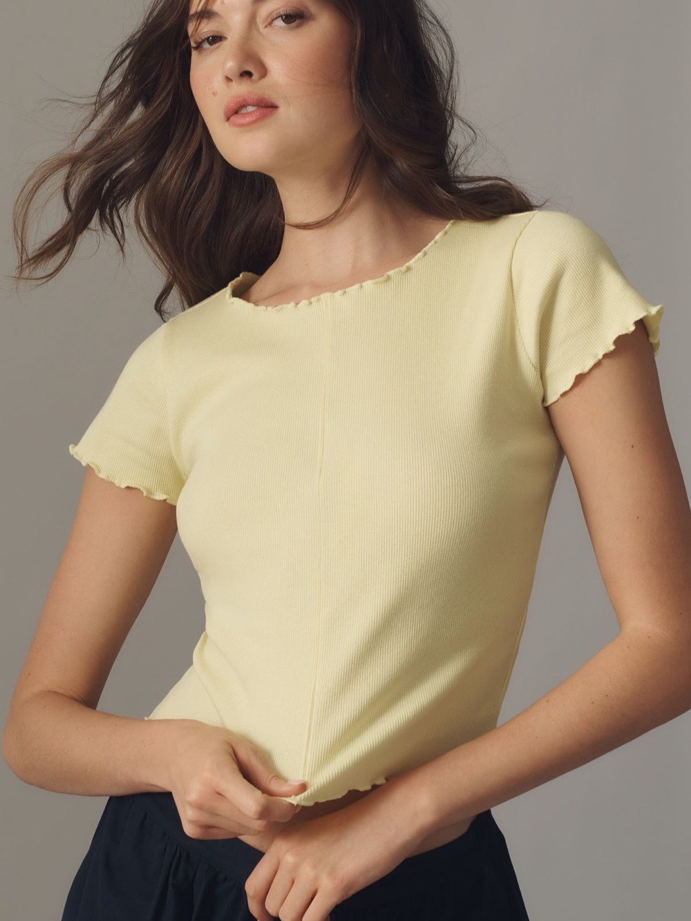 Pilcro Ruffle-Trim Baby Tee